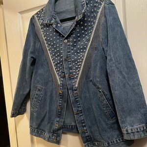 Casual den blue studded jacket new without tags size 4 never wore
